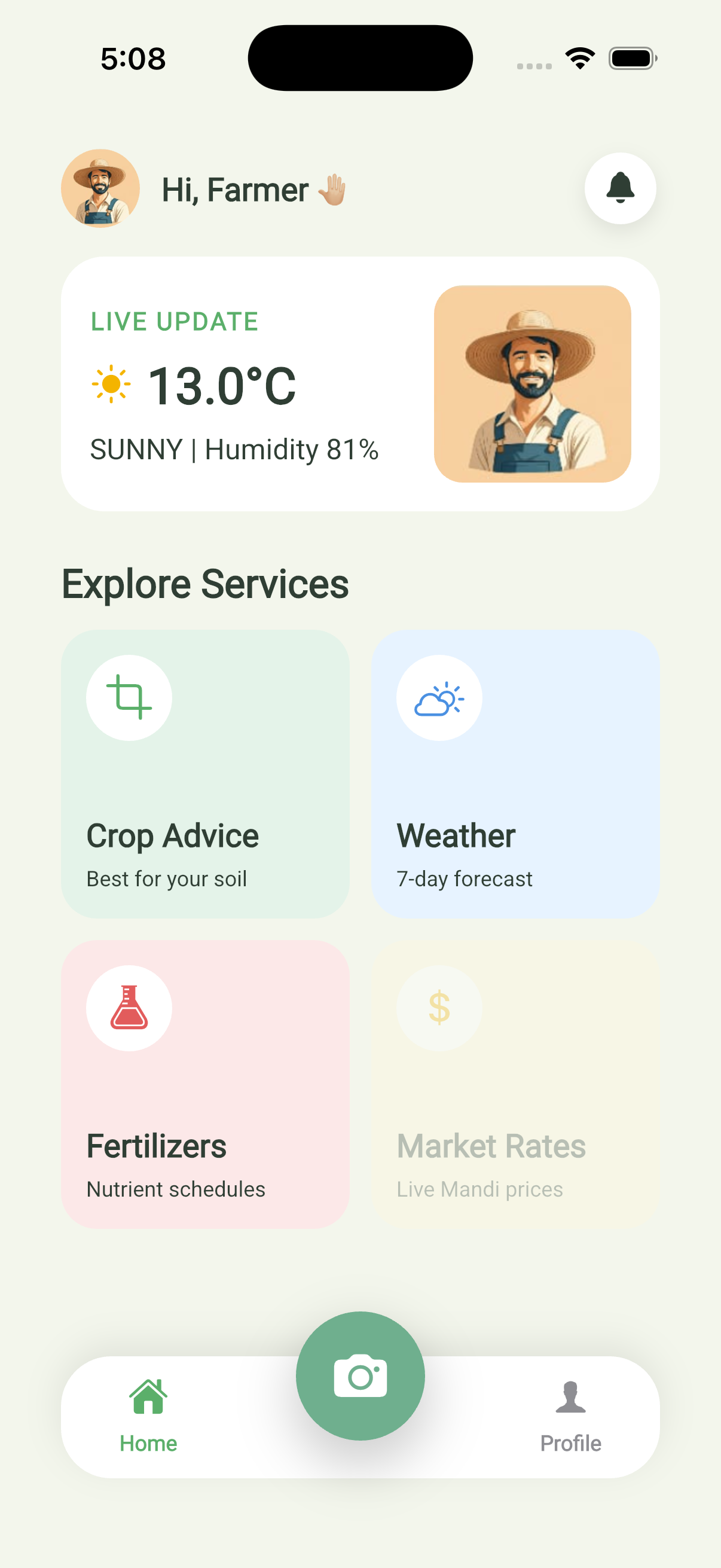 AgriVision Home Screen